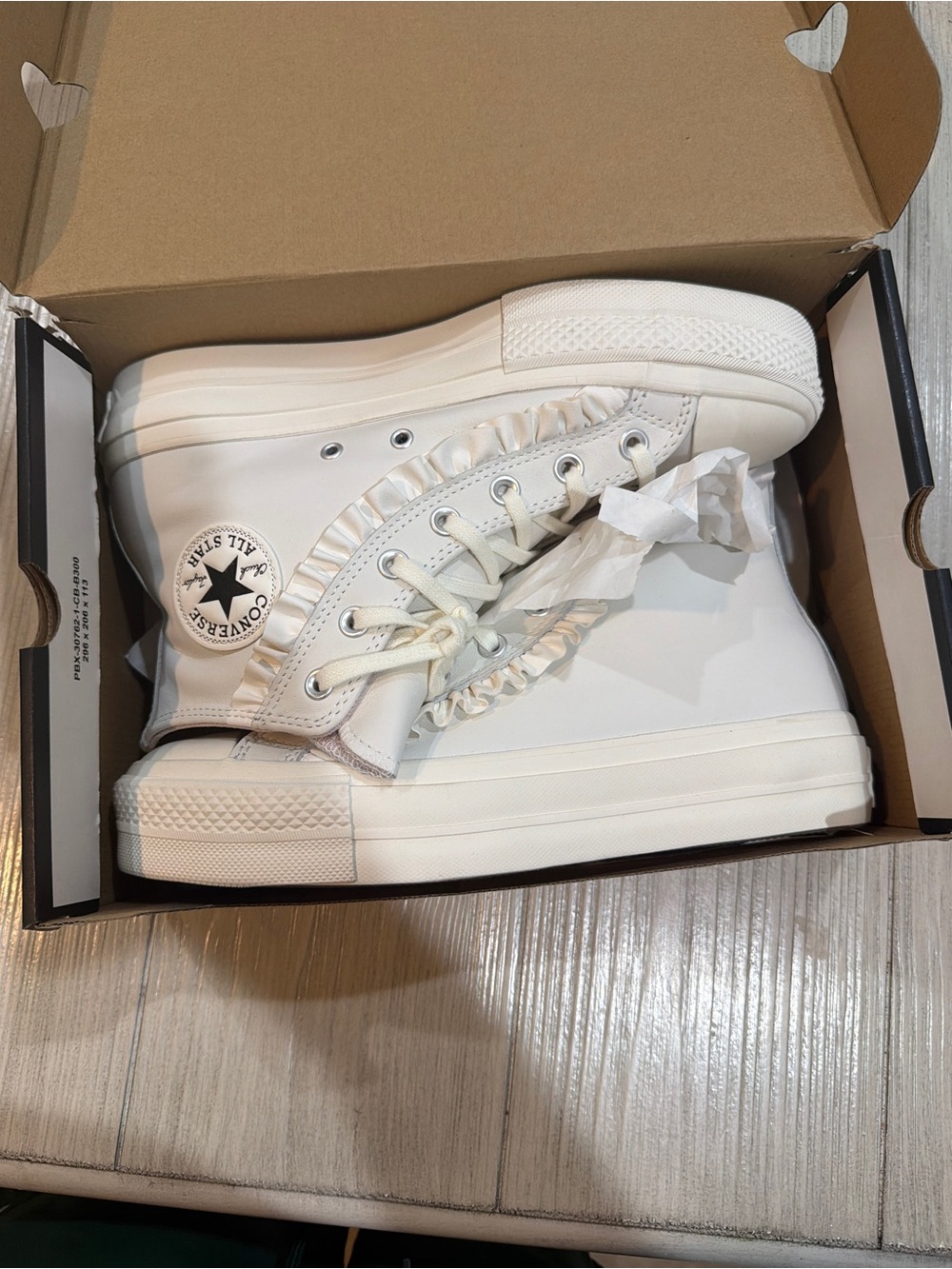 Converse Kids White High-Top Sneakers with Ruffle Detail